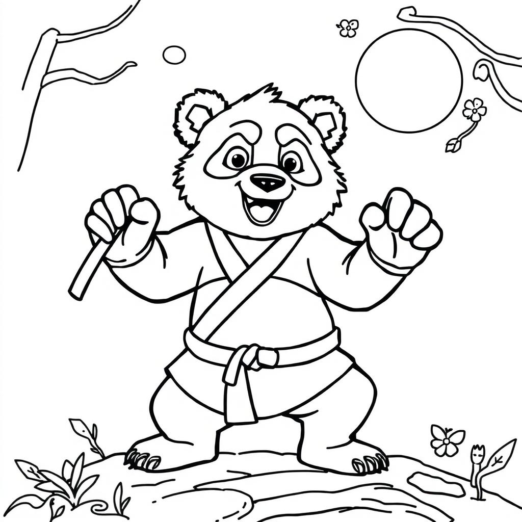 coloring page of a kung fu panda