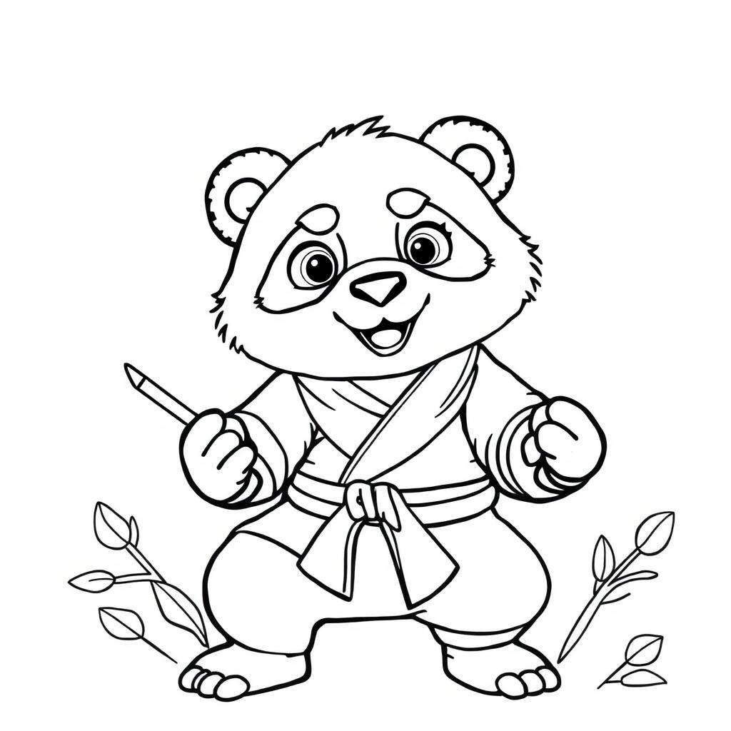 coloring page of a kung fu panda