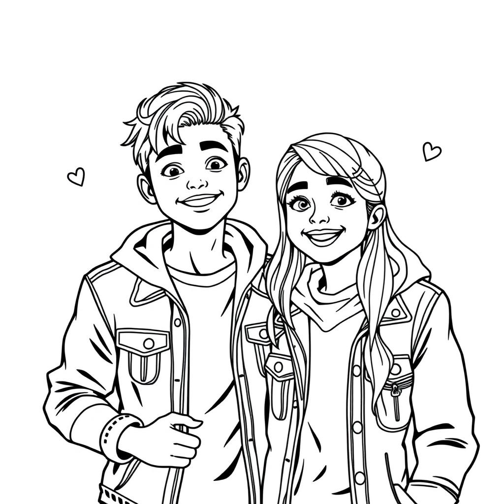 c0l0ringb00k, coloring book page, white background, line art, black and white. c0l0ringb00k, coloring book page, white background, line art, black and white. Nikki and Brandon from Dork Diary