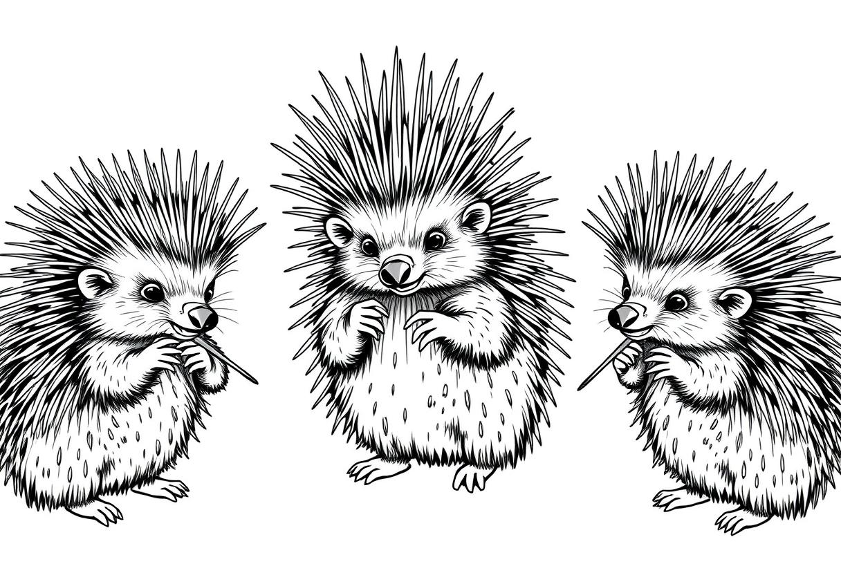 A group of porcupine hairdressers styling quills