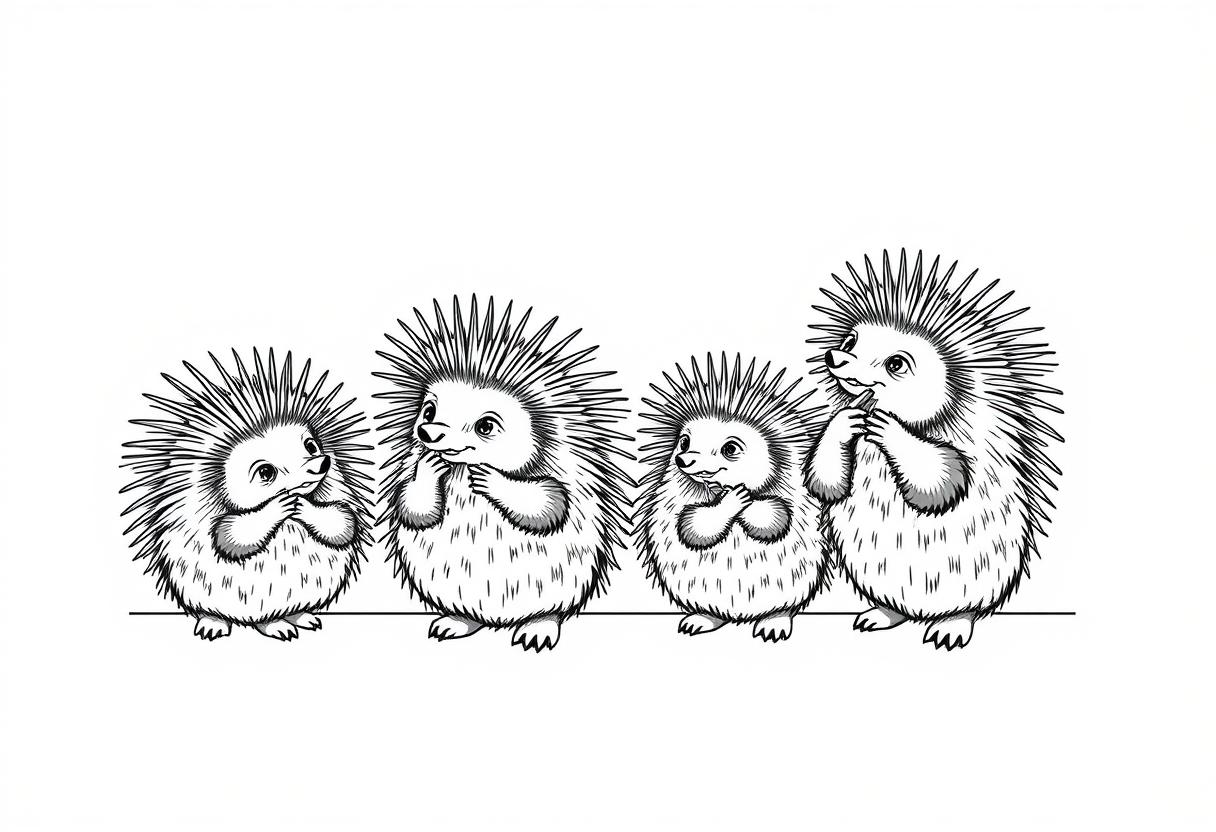 A group of porcupine hairdressers styling quills