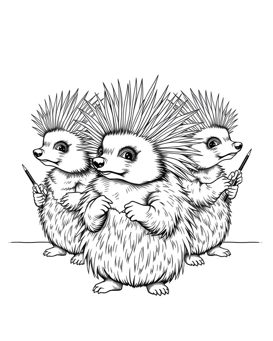 A group of porcupine hairdressers styling quills