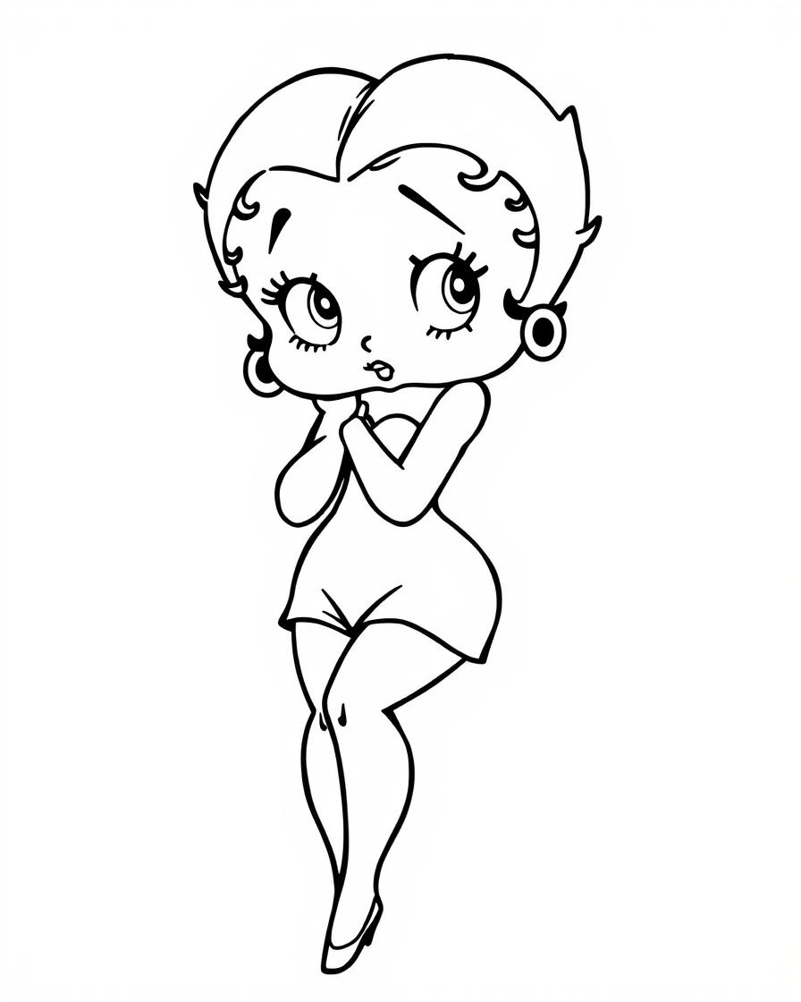 Betty Boop in her classic pose with her garter visible, curly hair, and signature dress