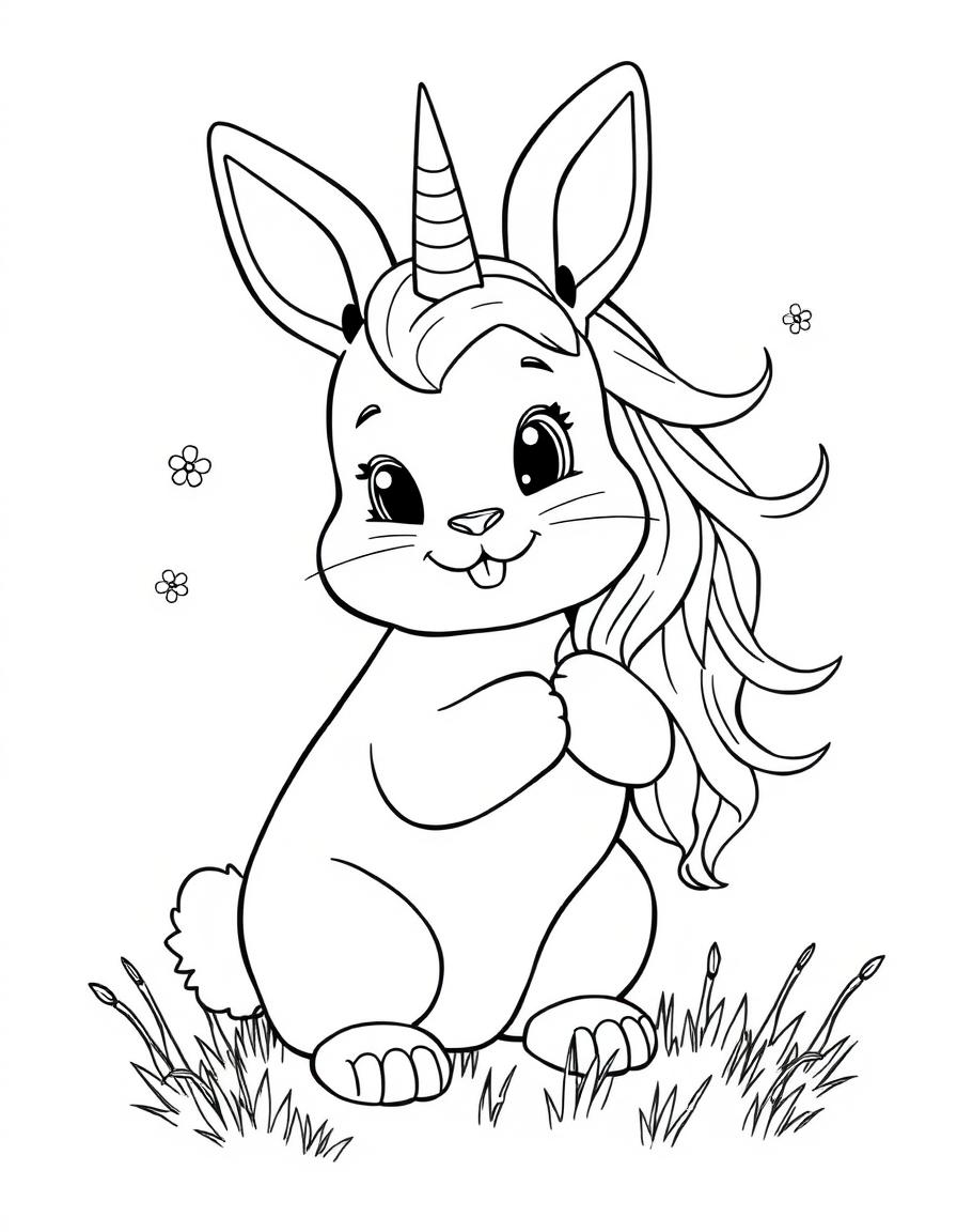 baby bunny having a unicorn