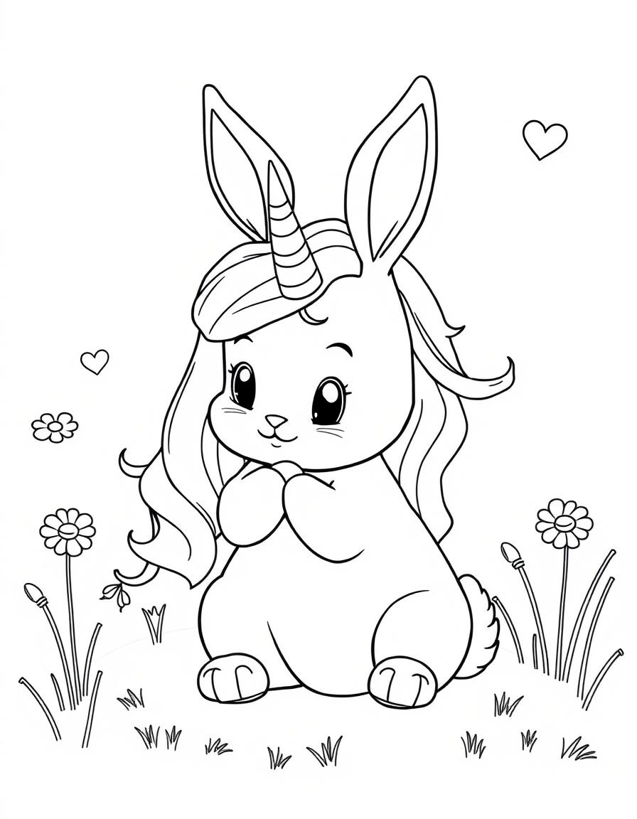 baby bunny having a unicorn