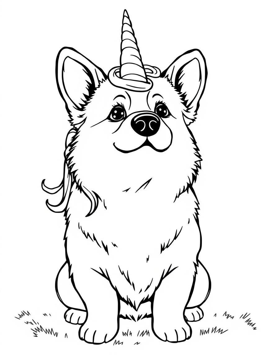 corgi dog having a unicorn