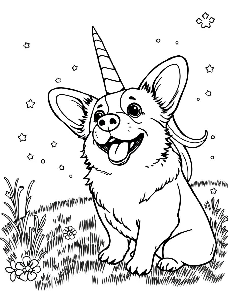corgi dog having a unicorn