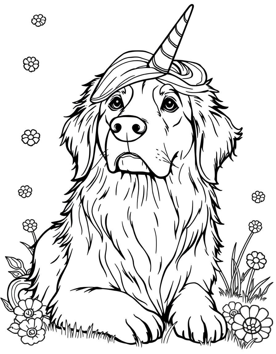 retriever dog with a unicorn