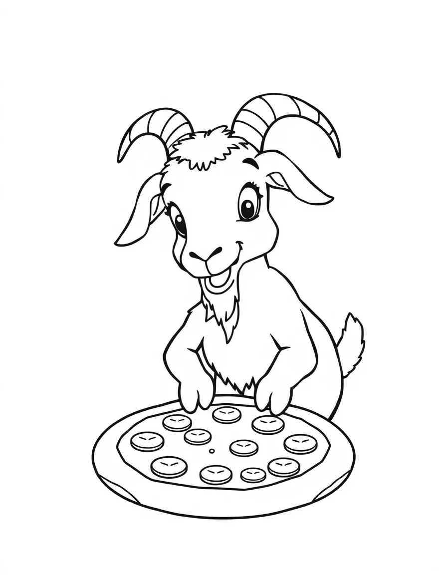 A goat is making a pizza