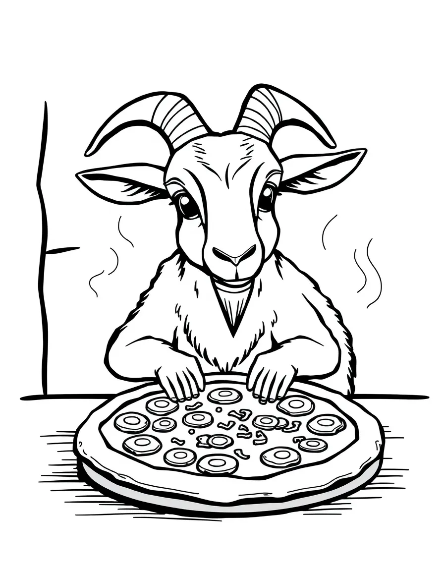 A goat is making a pizza