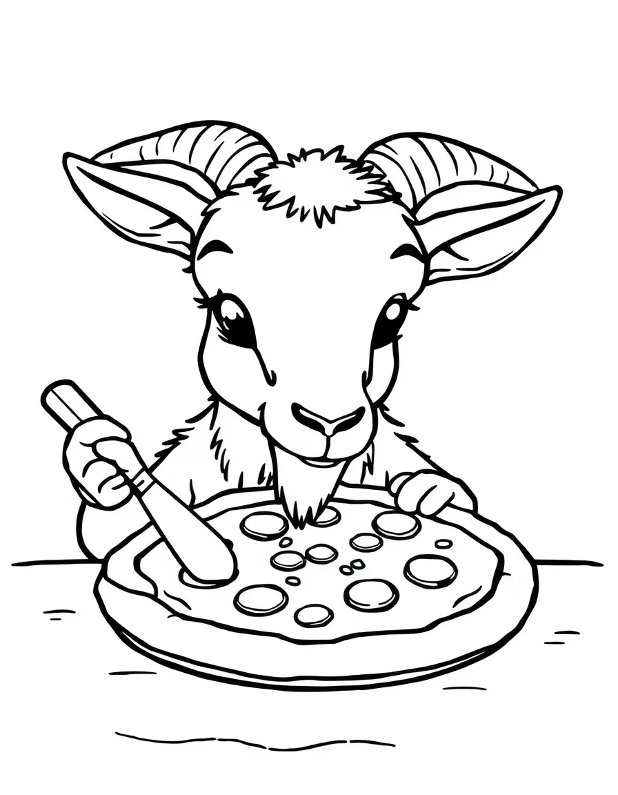 A goat is making a pizza