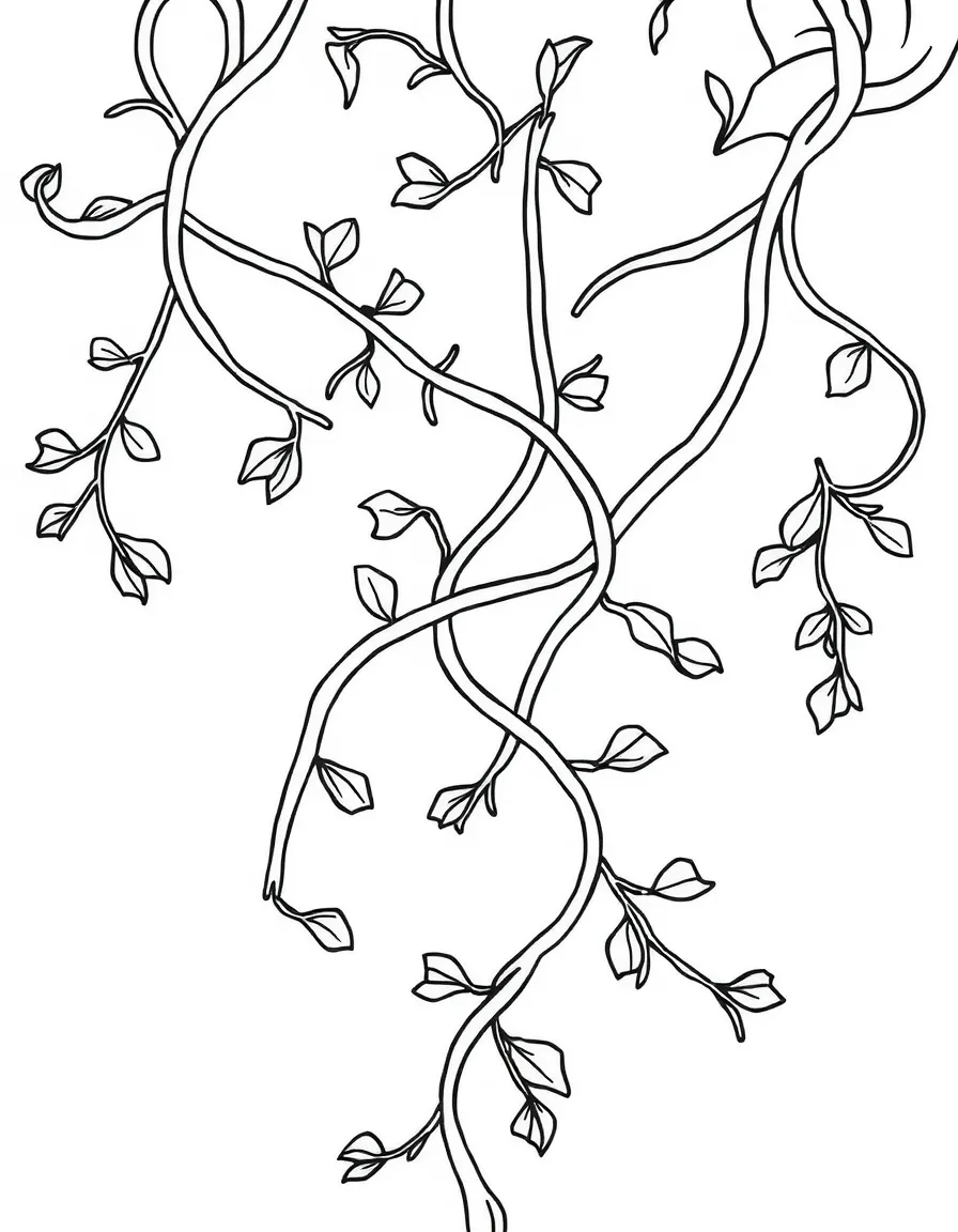 Vine-like curving lines that split and merge, creating organic compartments for patterns