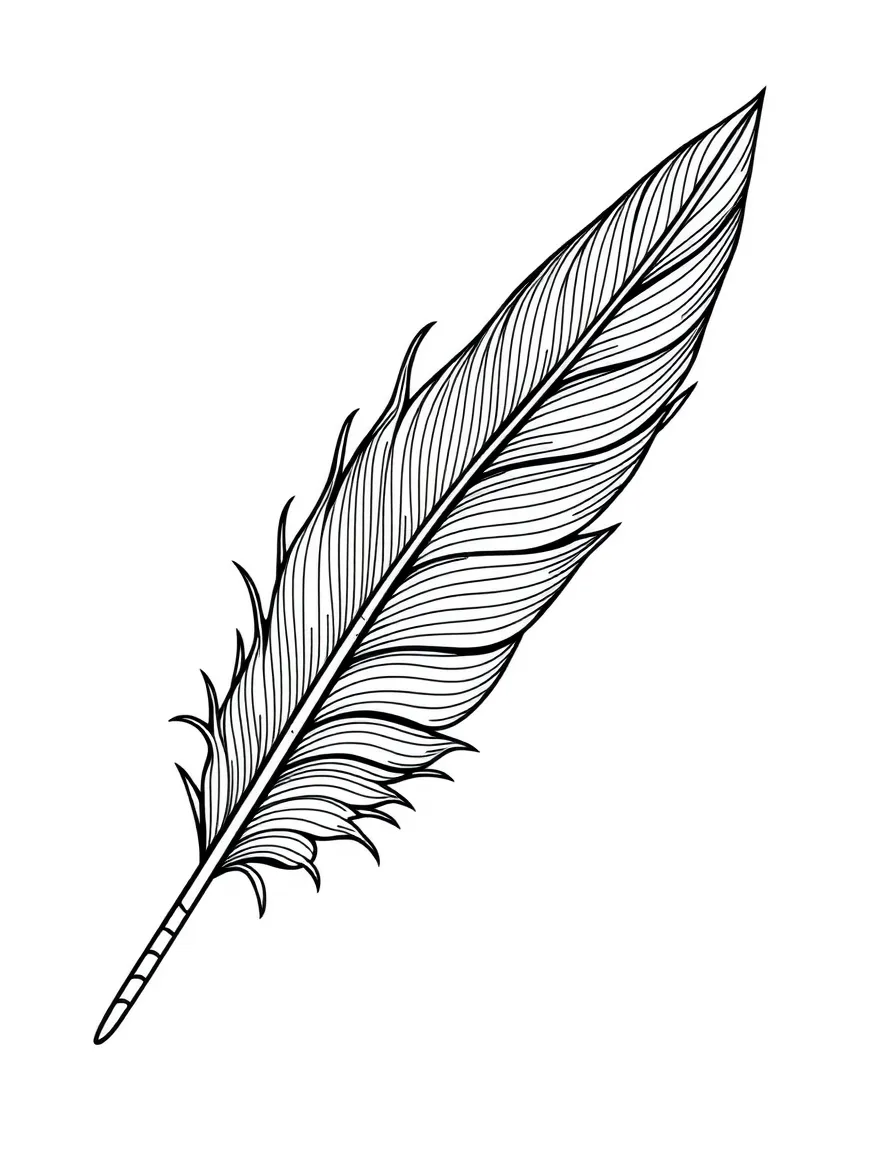 Feather-inspired flowing lines with detailed barb patterns