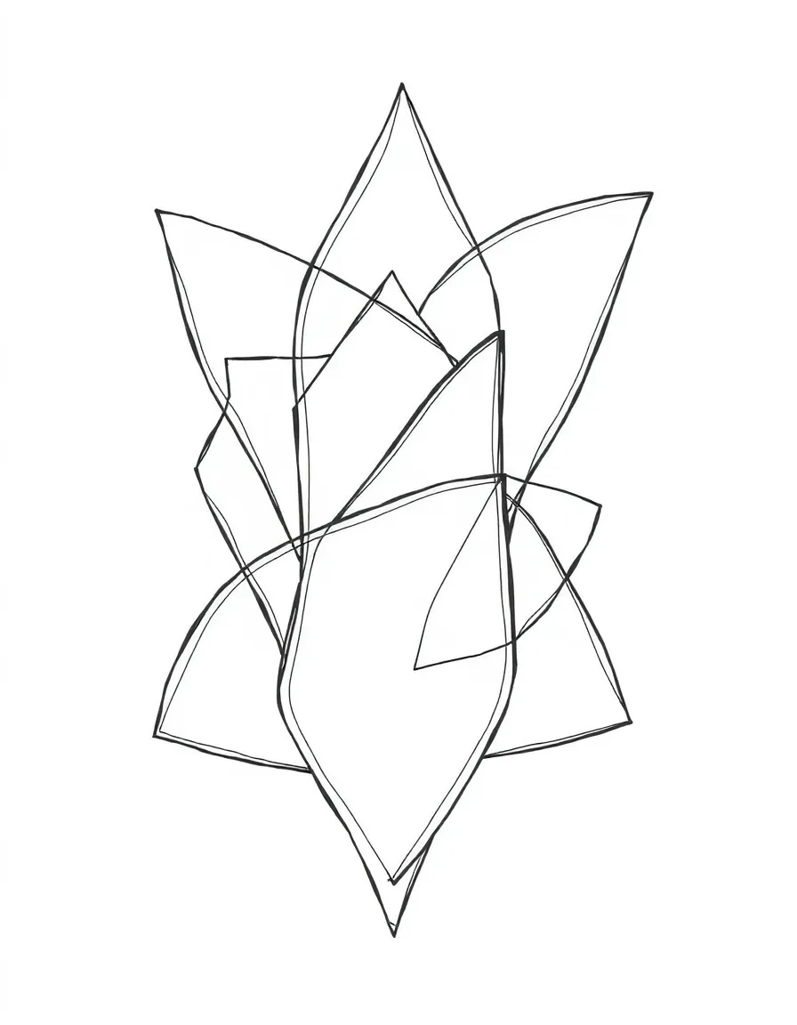 Layered transparent shapes with visible pattern interactions where they overlap