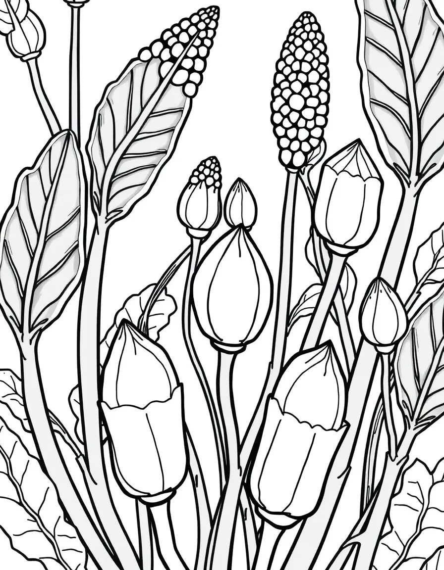 Poke Root pods growing throughout static Emingle background