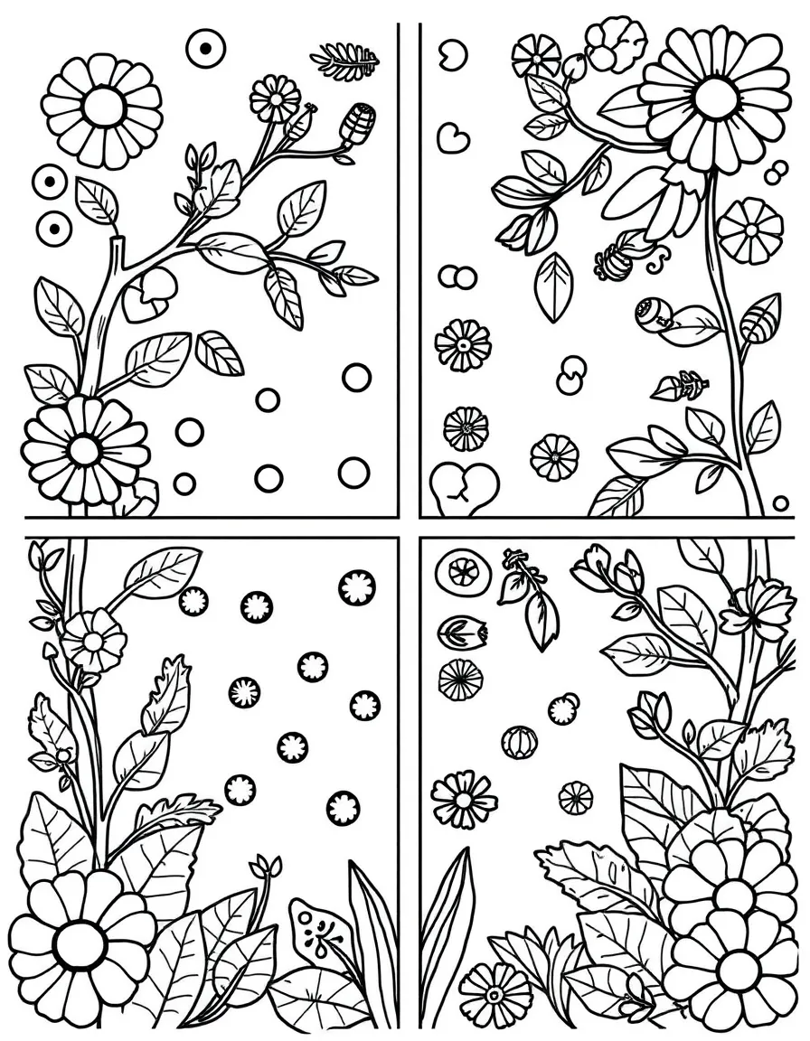 Four seasons themed quarters, each with patterns suggesting the season