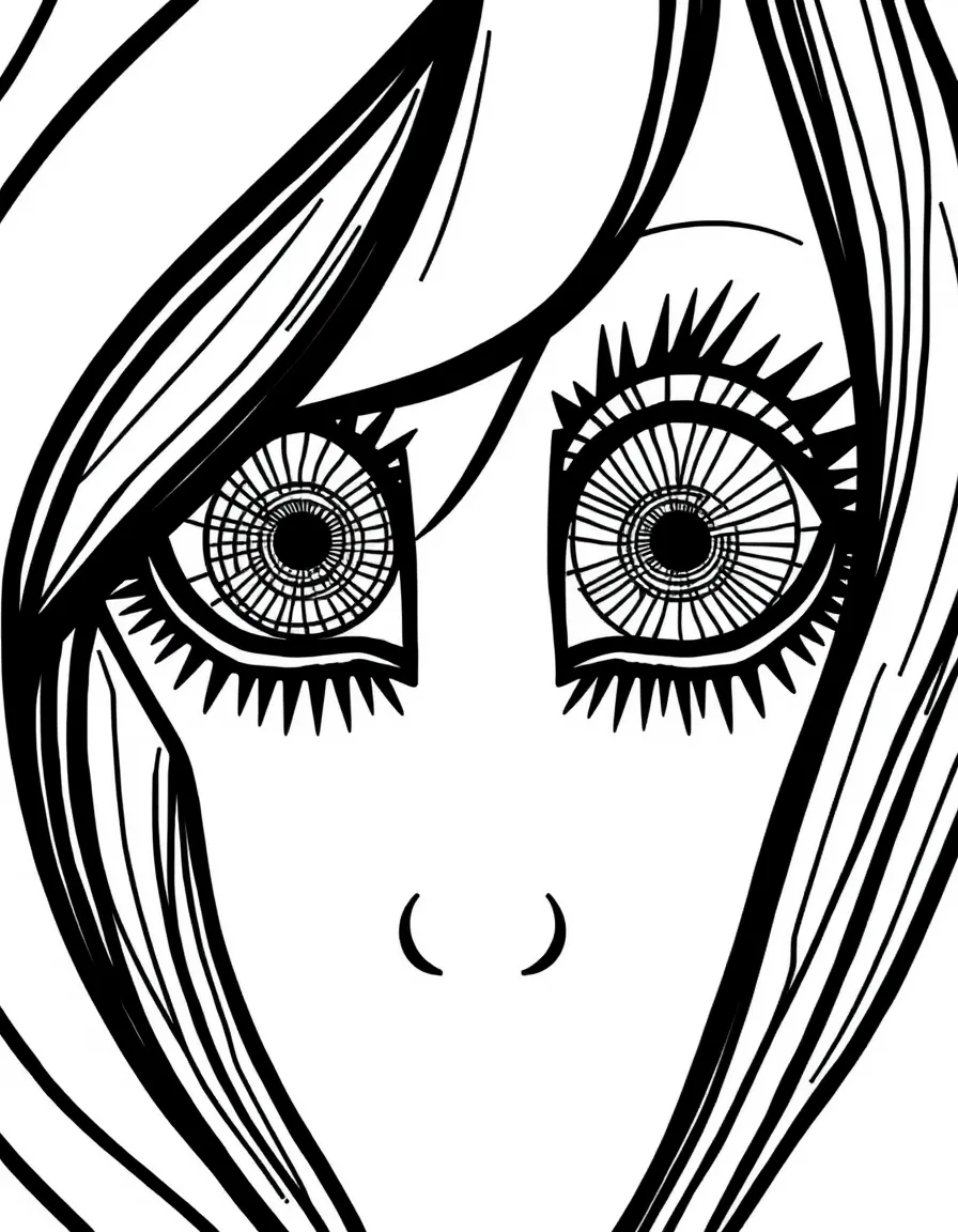 Abstracted eyes with hypnotic pattern work in the irises