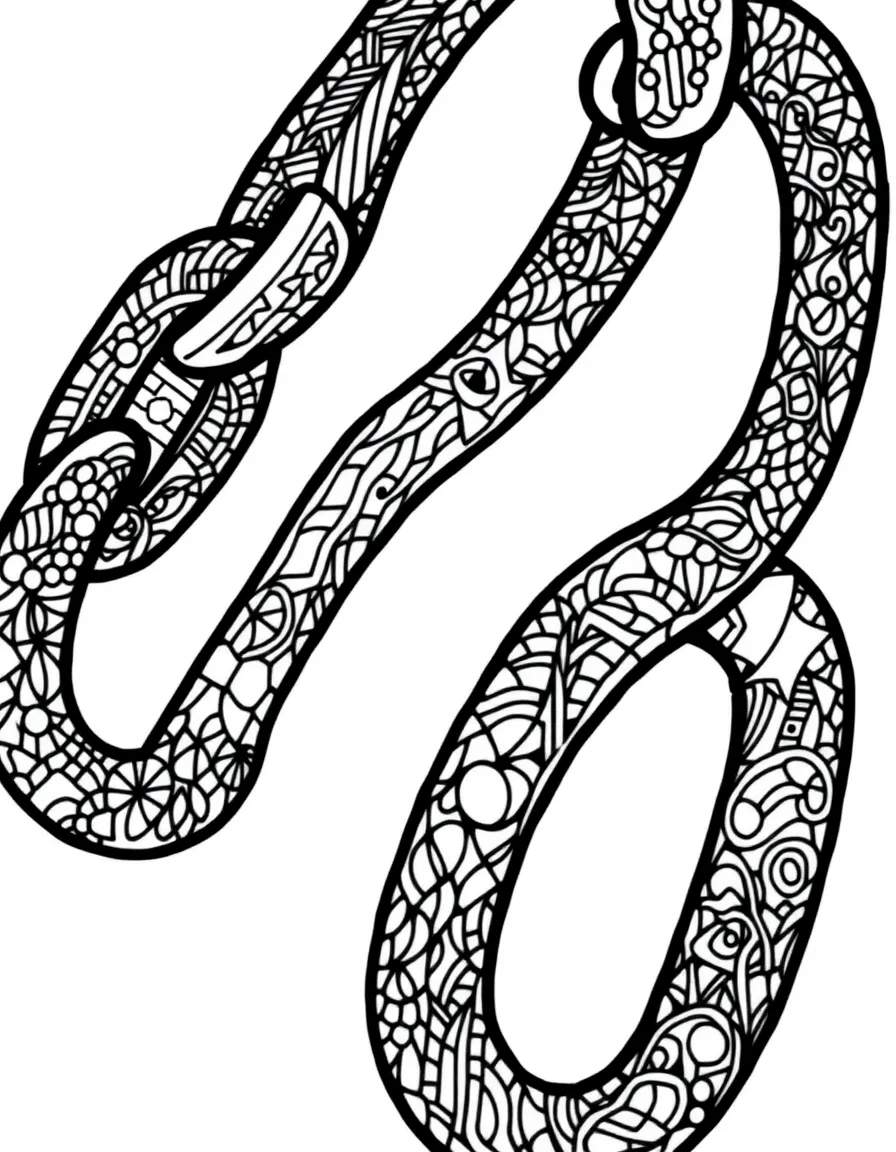 Interlocking chain links with each link containing a different zentangle pattern