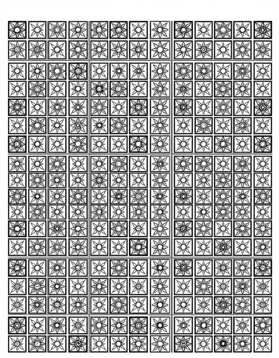 Grid of small squares, each containing a unique micro-pattern