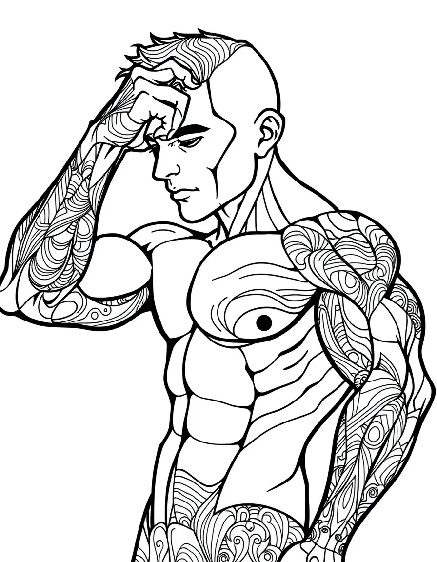 Gesture line drawings with zentangle pattern muscle groups