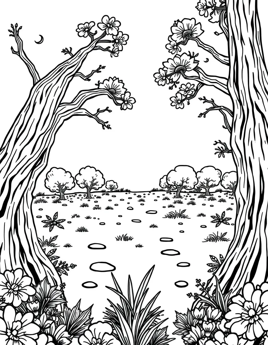Figure-ground reversal with detailed pattern work in both aspects