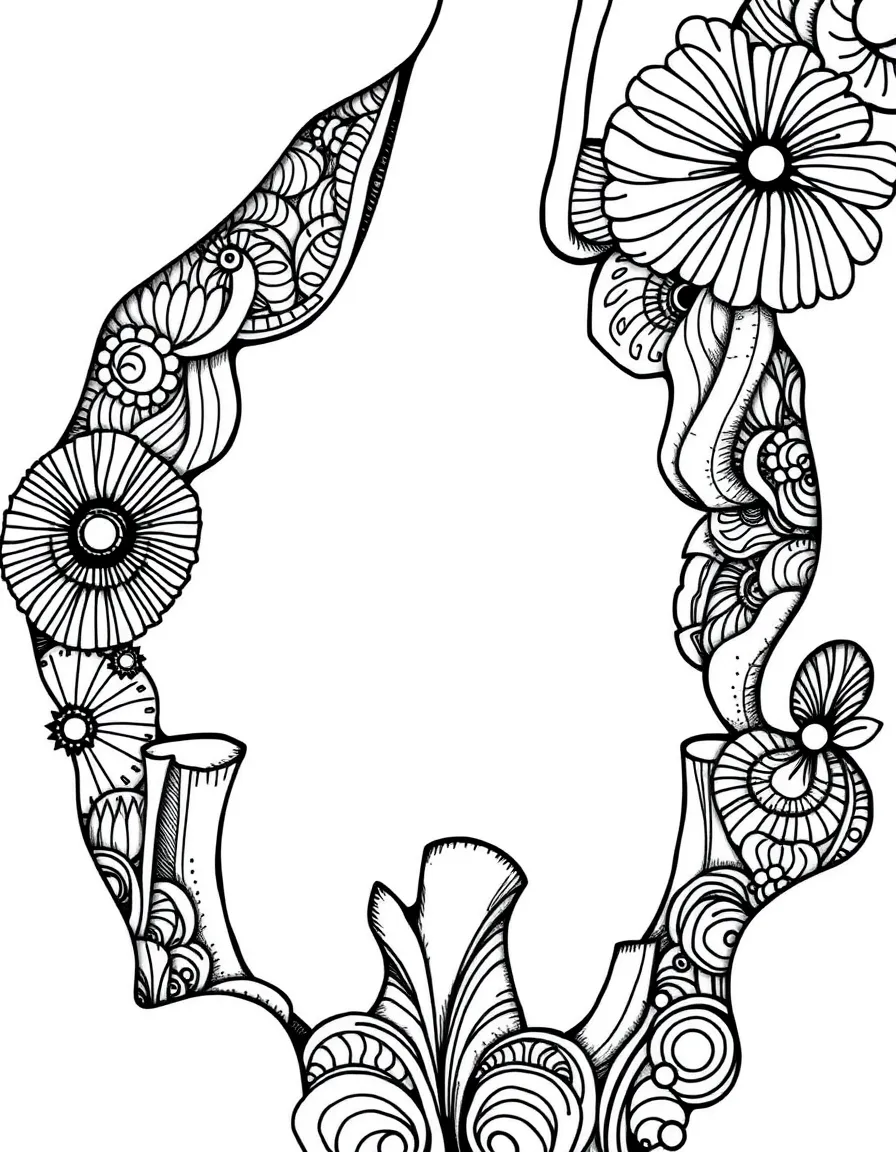 Trompe l'oeil zentangle creating holes or protrusions from flat surface