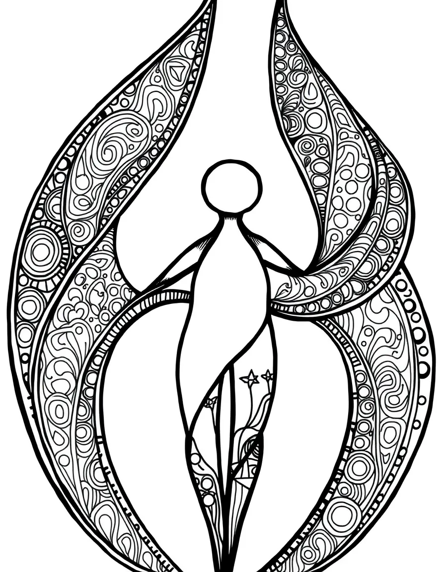 Ambiguous figure zentangle that can be viewed multiple ways