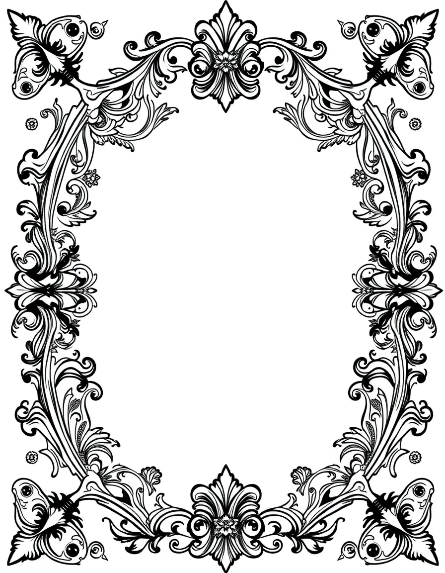 Victorian inspired ornate border with detailed pattern infills