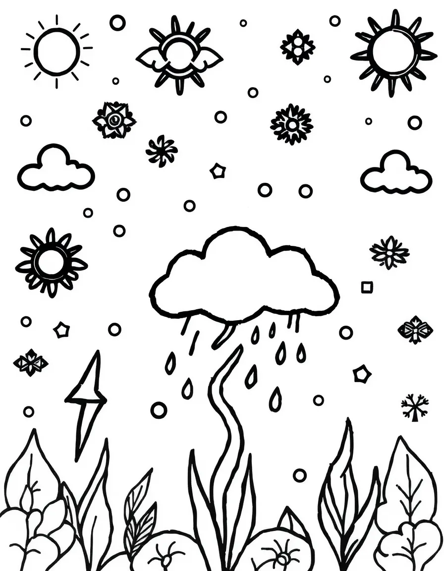 Weather symbol forms with atmospheric pattern elements