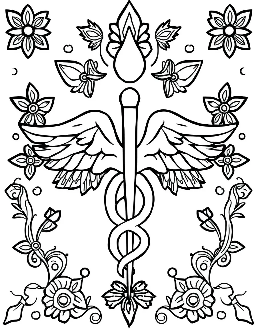 Medical symbol outlines with healing pattern motifs