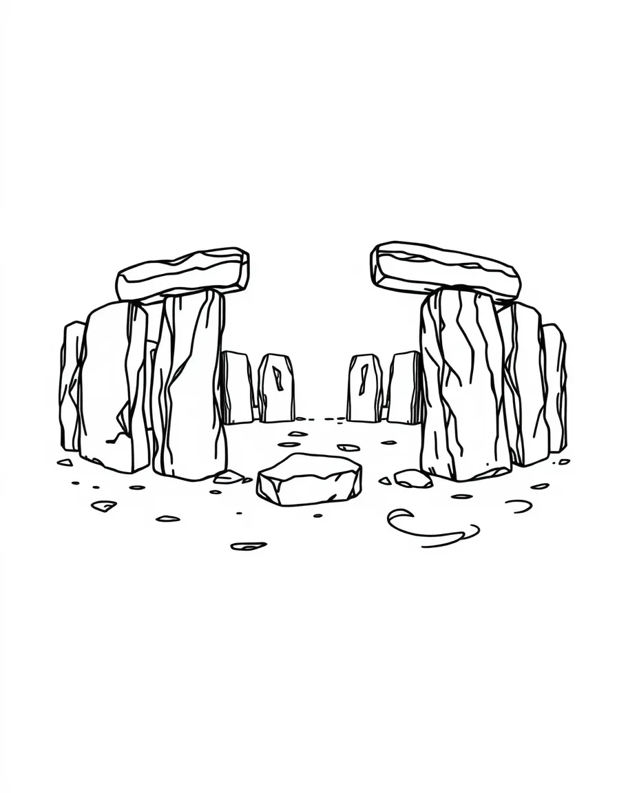 Stonehenge-inspired circle with detailed rock patterns