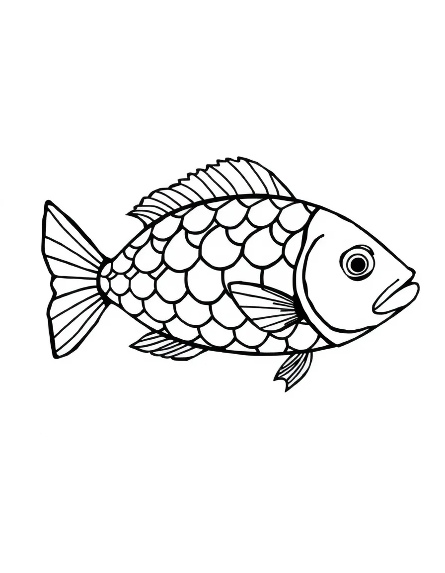 Abstract fish with scale pattern and fin details