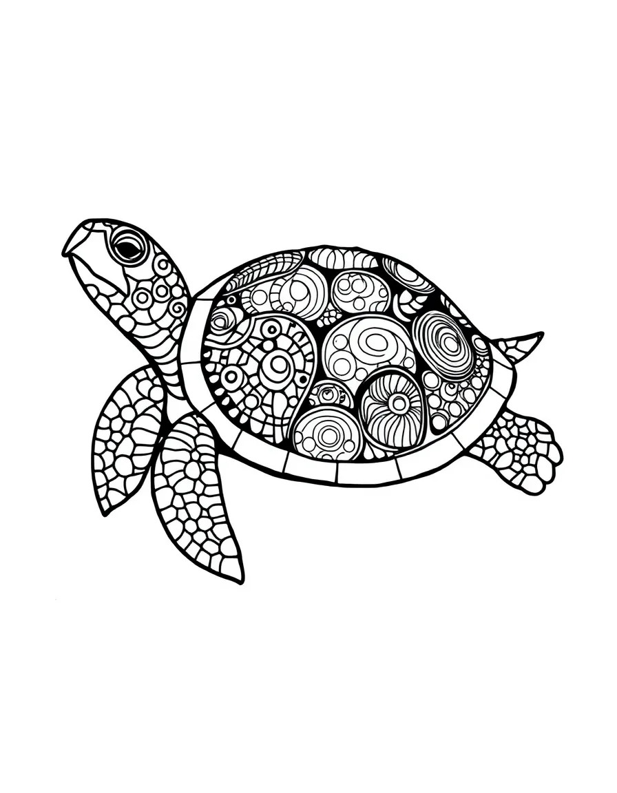 Zentangle turtle with shell pattern variations