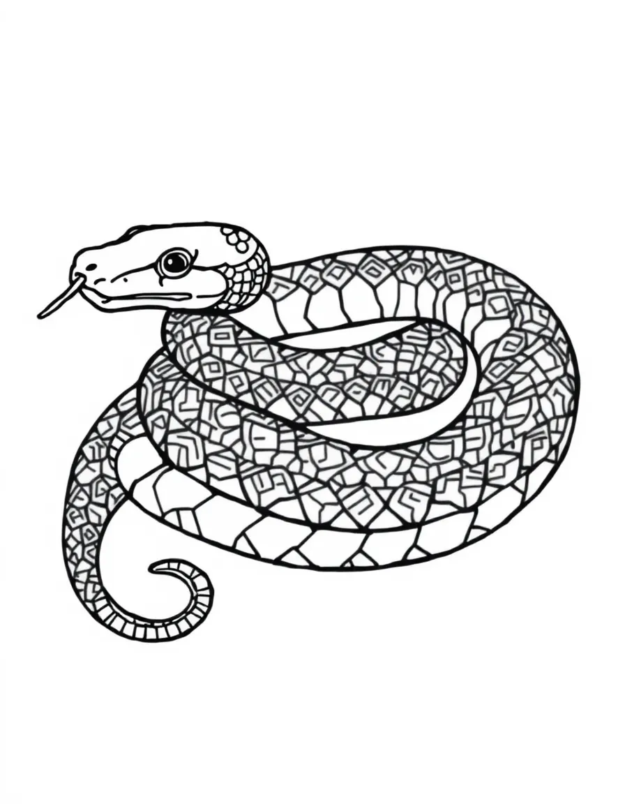 Pattern snake coiled with scale detail work