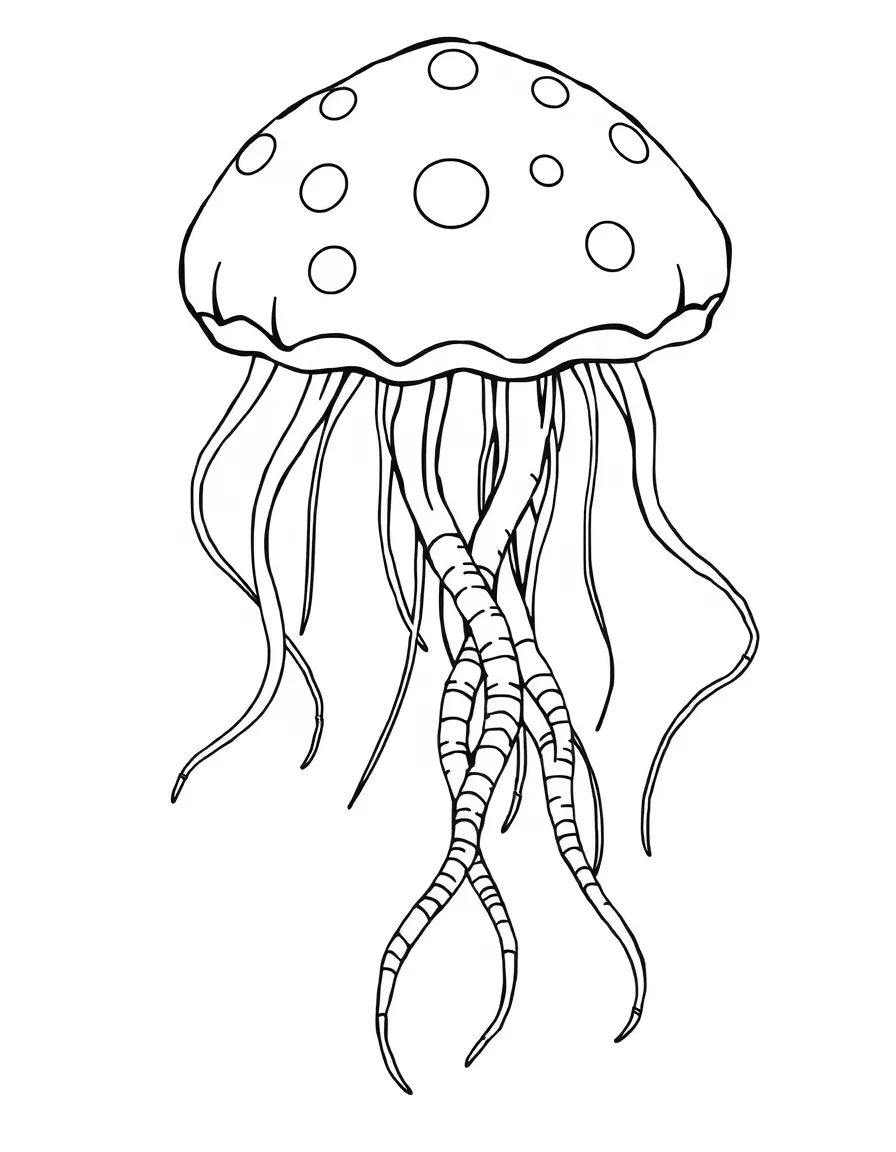 Pattern jellyfish with tentacle flow details