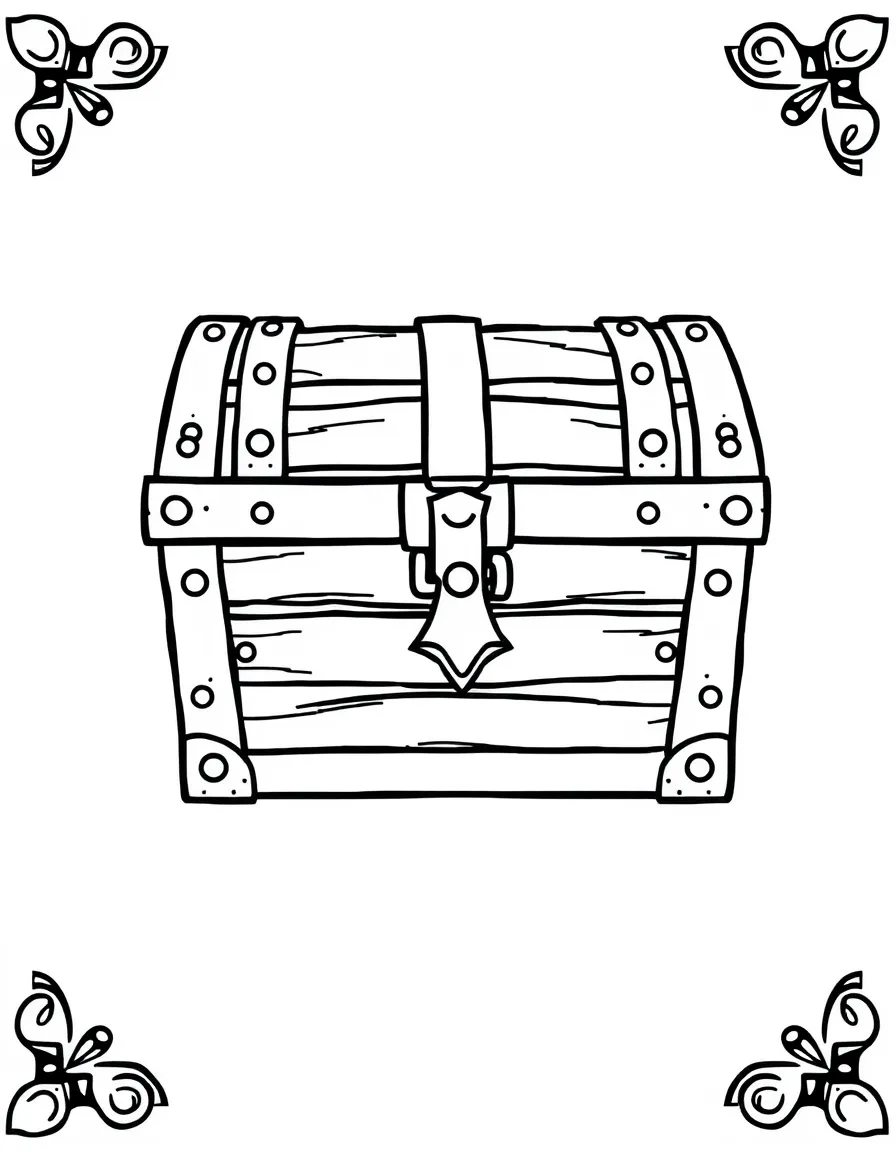 Pattern treasure chest with lock and hinge details