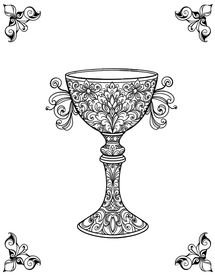 Zentangle chalice with ornate pattern embellishments