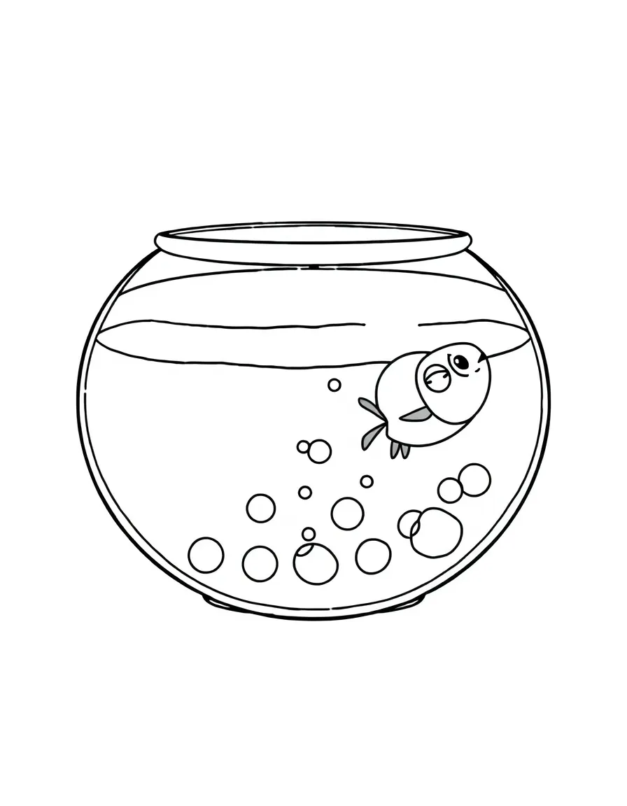 Pattern fishbowl with water line and bubble details