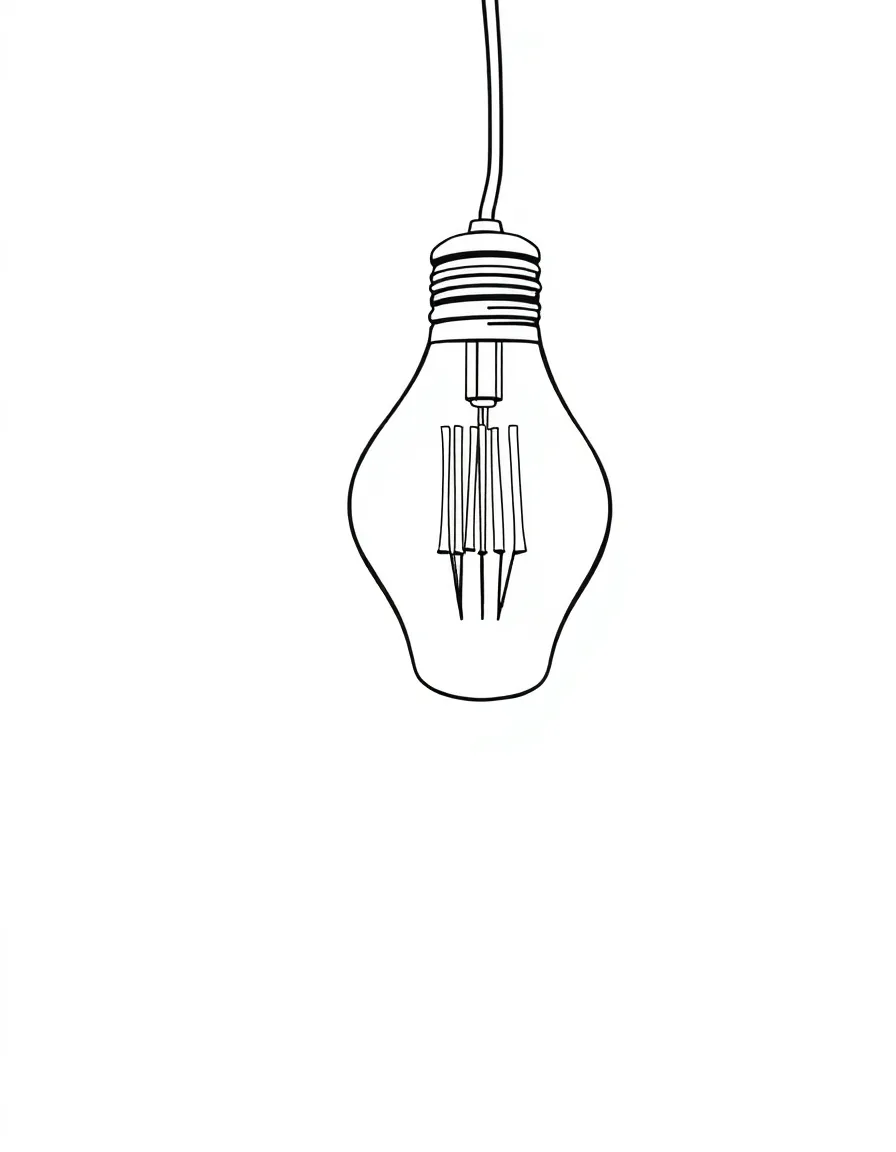 Abstract light bulb with filament pattern work