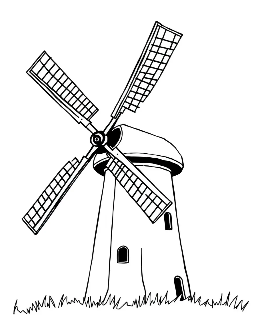 Abstract windmill with blade and tower detail work