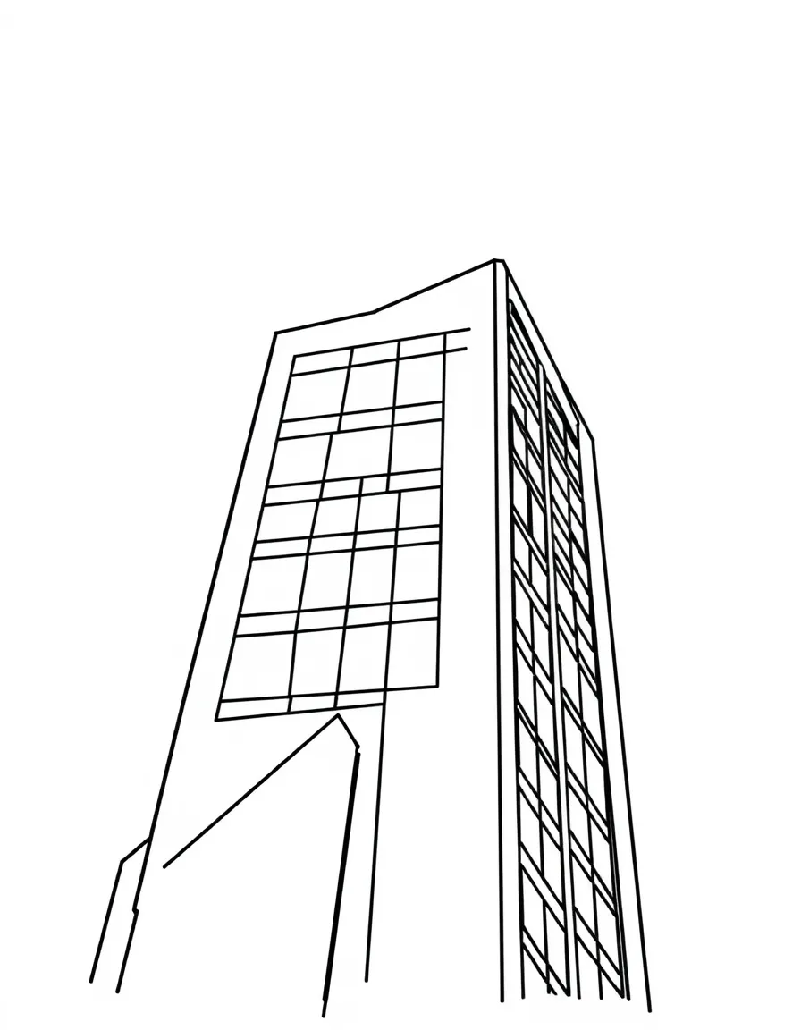 Abstract skyscraper with window and setback details