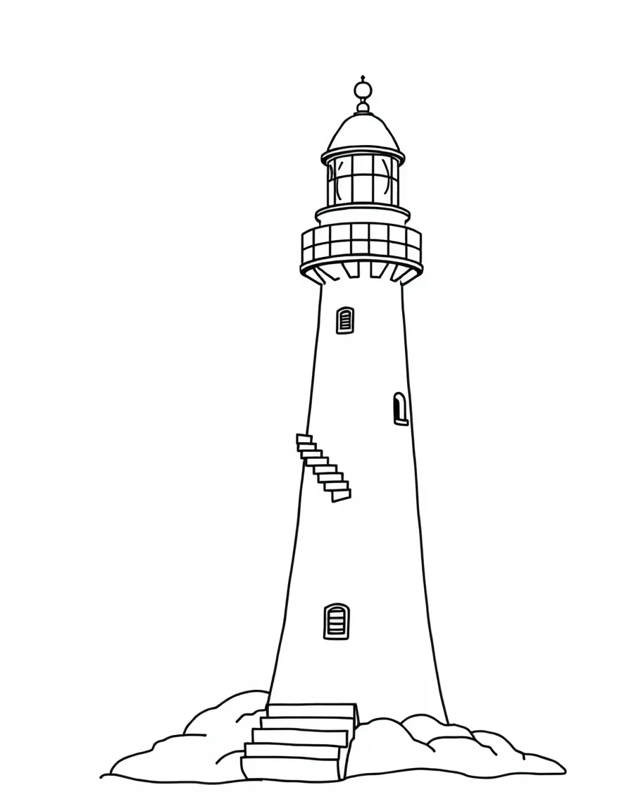 Abstract lighthouse with spiral staircase patterns