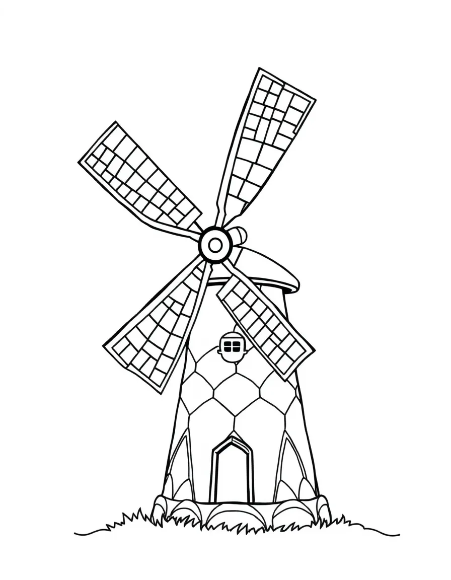 Pattern windmill with sail and base detail work