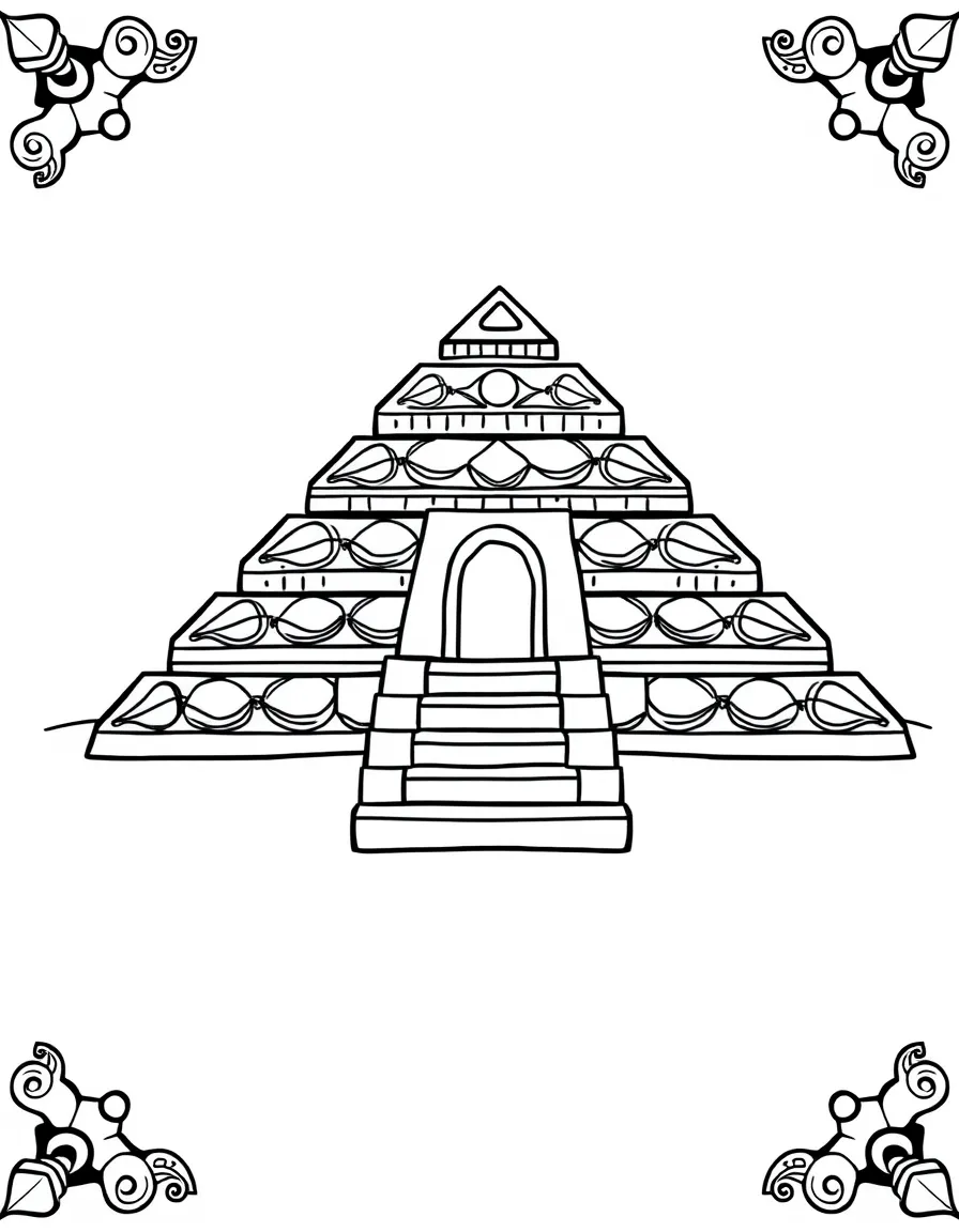 Pattern pyramid with step and entrance elements