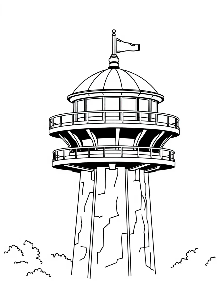Pattern observation tower with viewing deck details