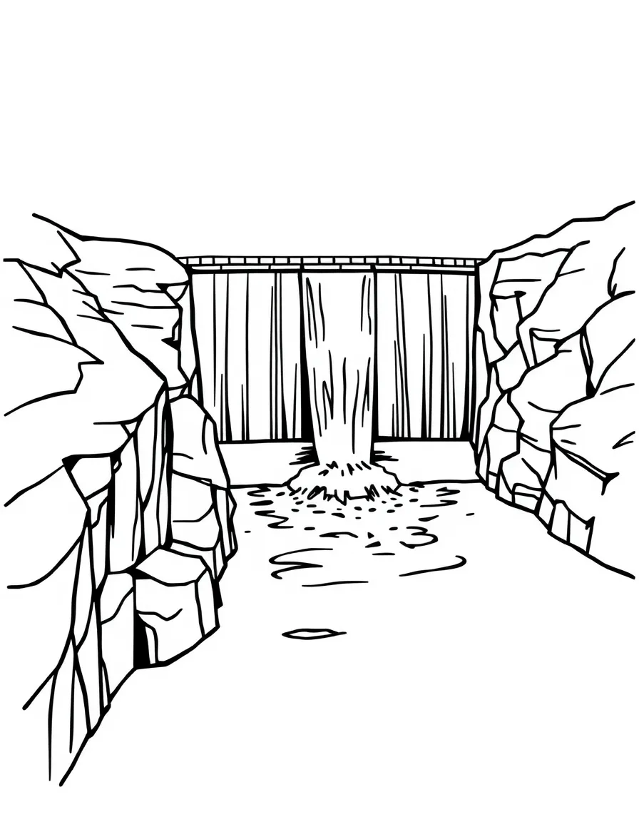 Abstract dam with spillway and wall detail work