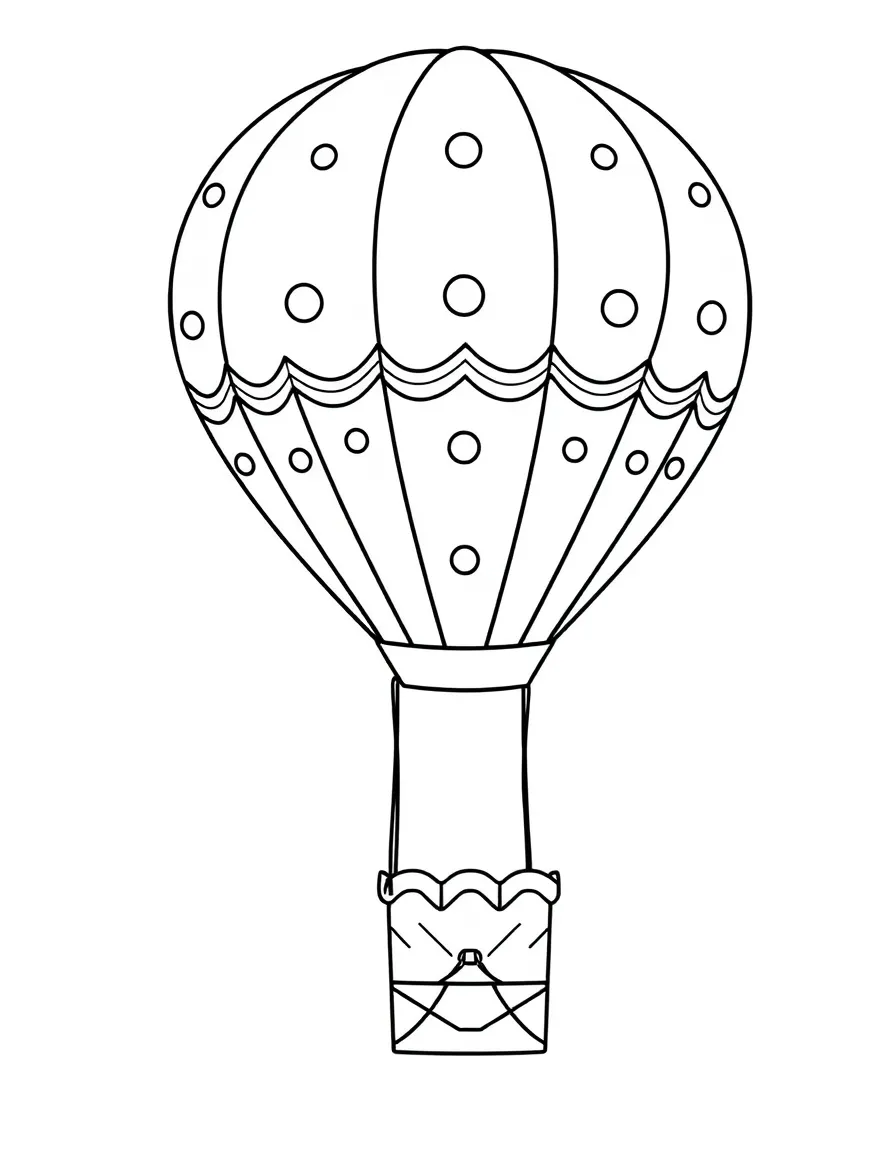 Pattern hot air balloon with basket and envelope details