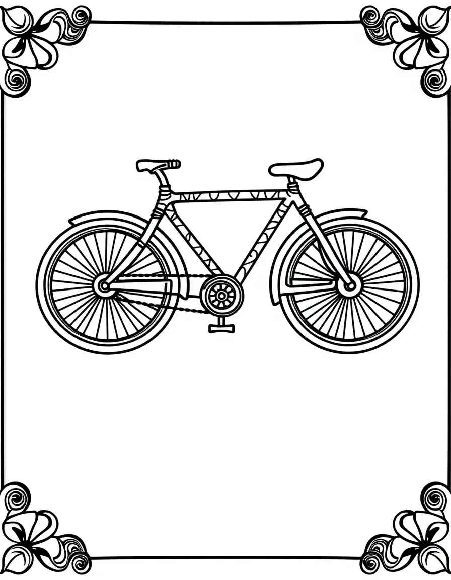 Pattern bicycle with wheel and frame elements