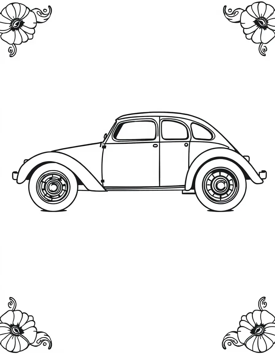 Pattern vintage car with wheel and body elements