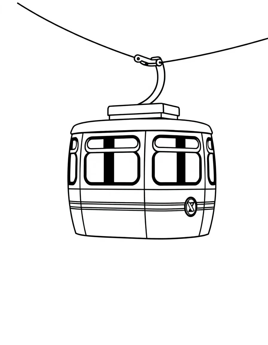 Pattern cable car with cabin and cable elements